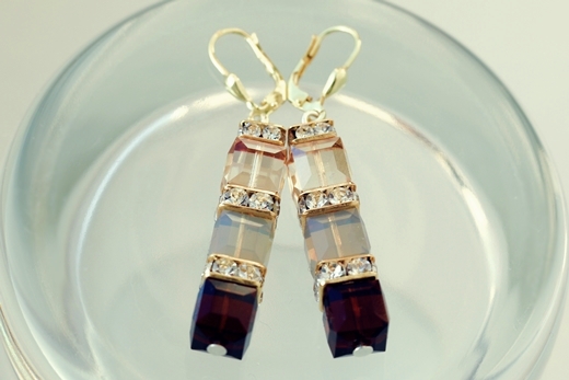 Zlaté náušnice z korálků Swarovski Elements